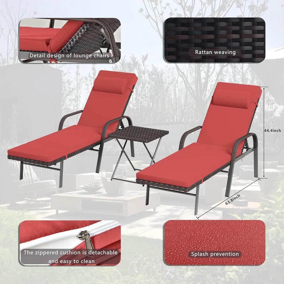 Kullavik 3-teiliges Outdoor-Liegen-Set