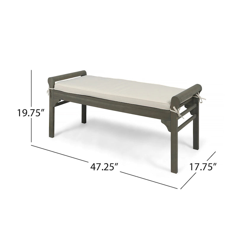 Nelson Rustic Akazienholzbank mit Kissen von Christopher Knight Home