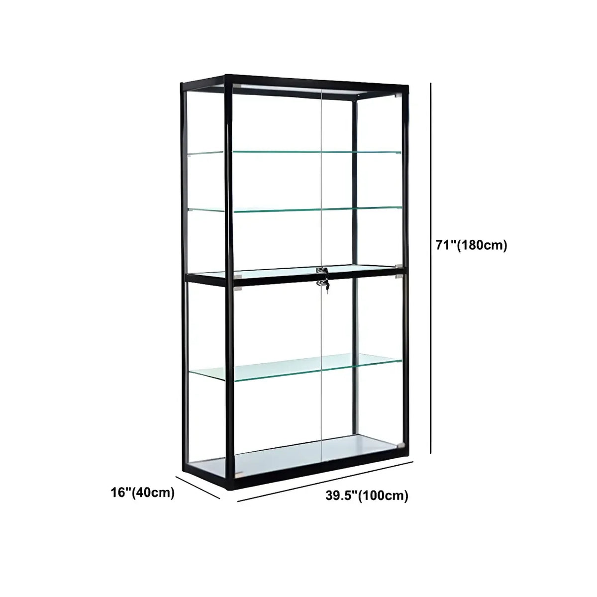 Zeitgenössische rechteckige Vitrine aus schwarzem Glas