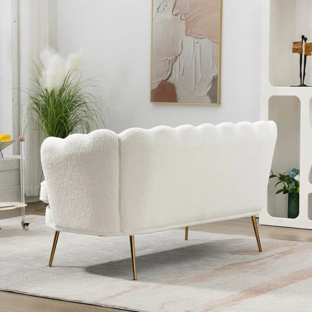 Kleines Mini-Zimmer-Sofa Zweisitzer mit Goldmetallfüßen - 2 Sitzer