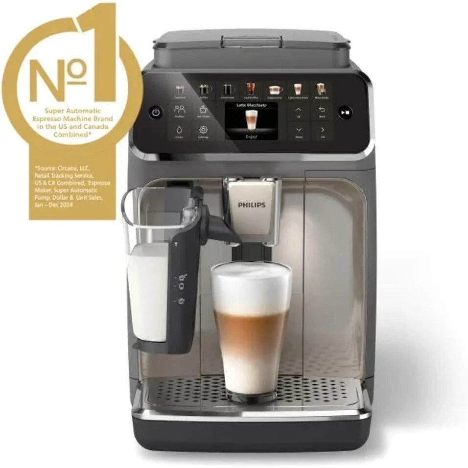 Premium Espressomaschine, 12 heiße/eiskalte Kaffeespezialitäten, LatteGo Milchsystem, Keramikmahlwerk, Schwarz Chrom