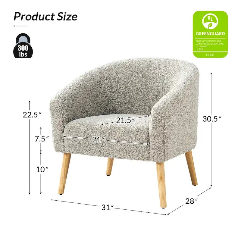 Sheila Moderner 30 W Bouclé-Sessel mit Massivholzbeinen, 2er-Set von HULALA HOME