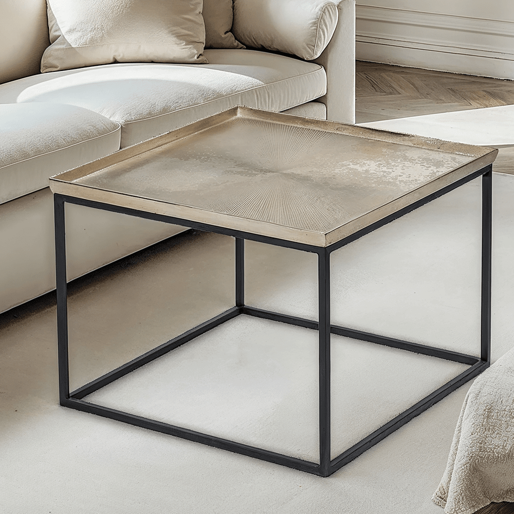 Couchtisch quadratisch Gold & Schwarz Metall