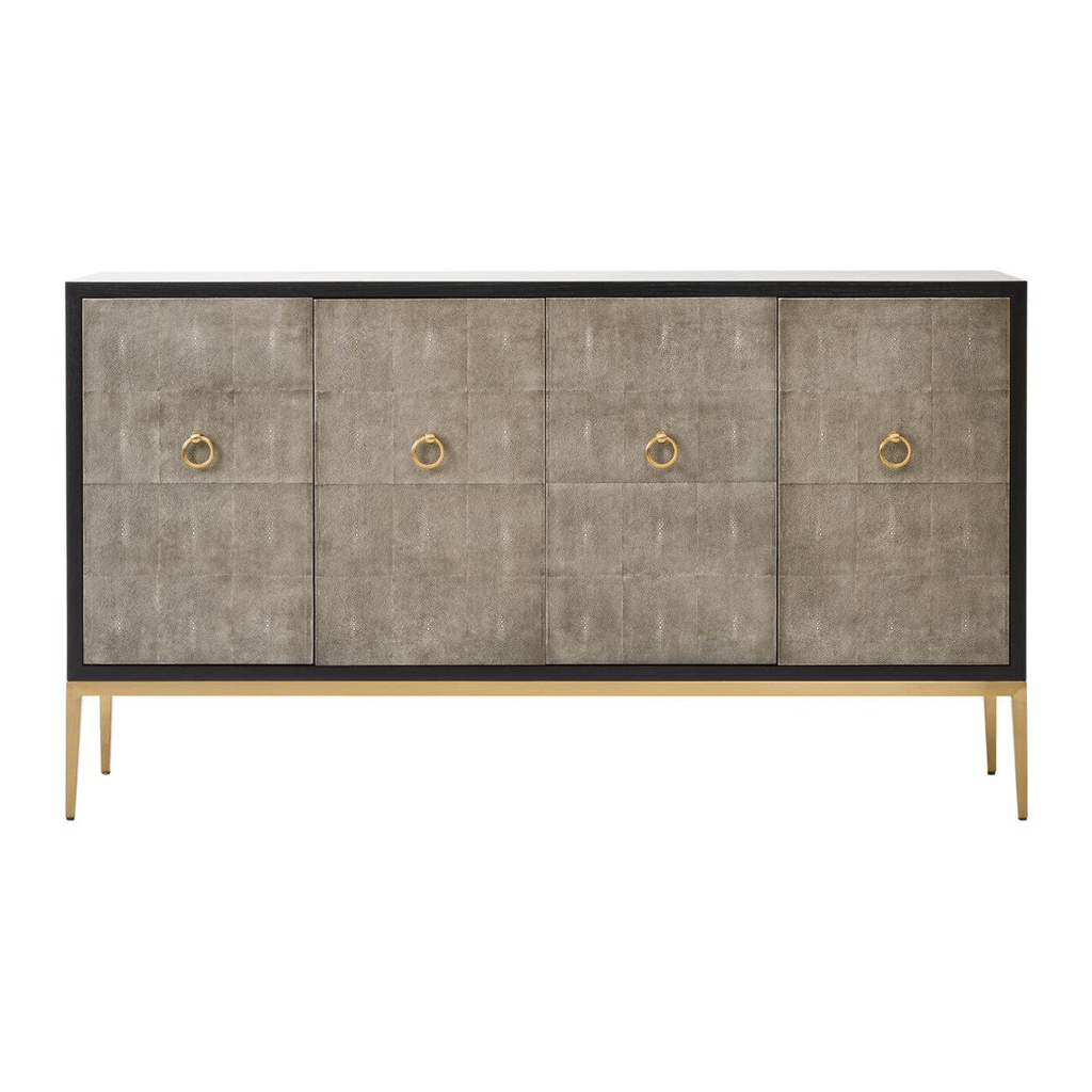 Sideboard mit 4 Türen, Schagrin-Effekt und Goldfüßen