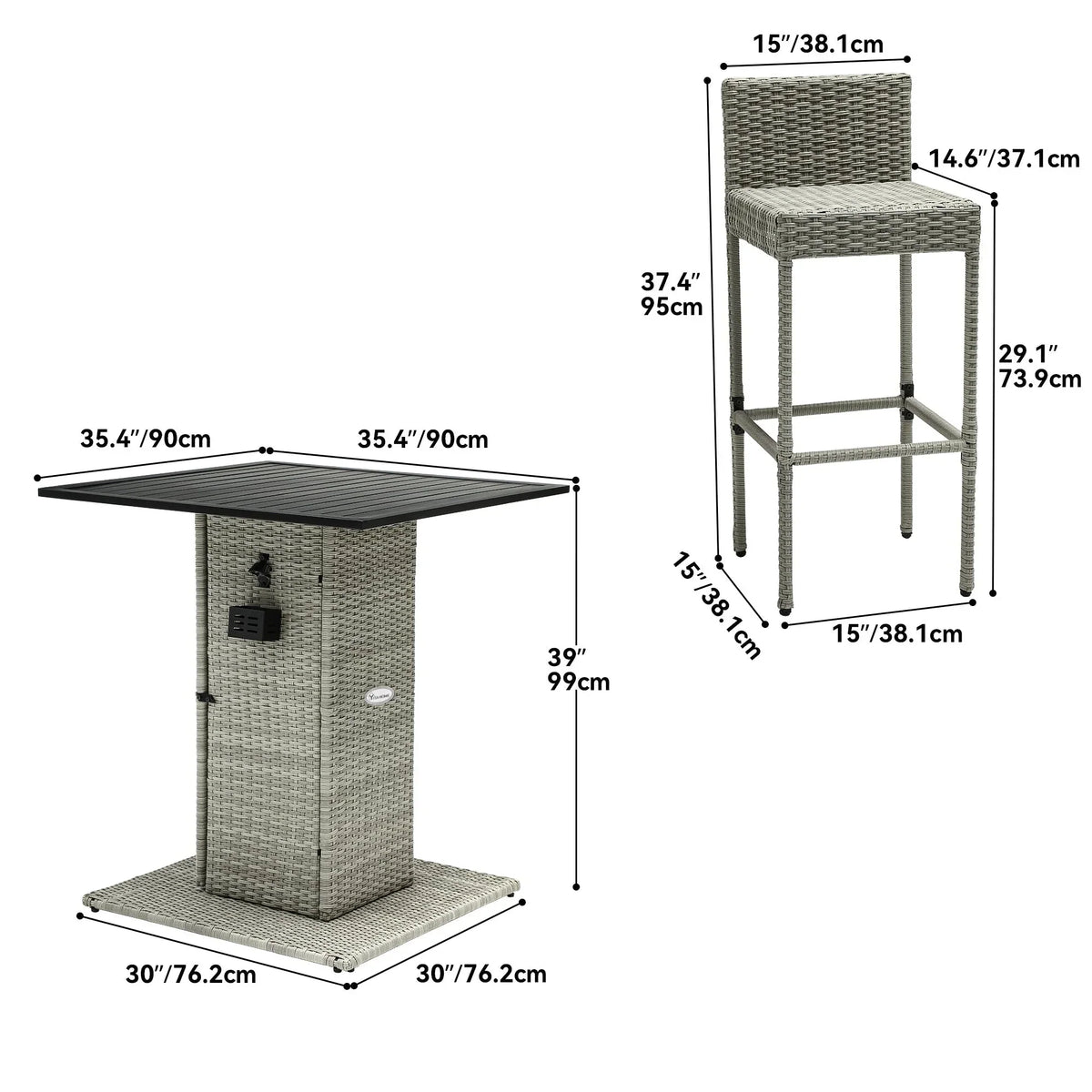 Moasis 5-teiliges Outdoor-Möbel-Set aus Polyrattan – 5-teilig