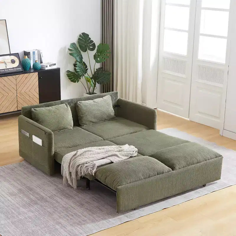 64.5 3-in-1 Schlafsofa aus Kord mit Ausziehbett