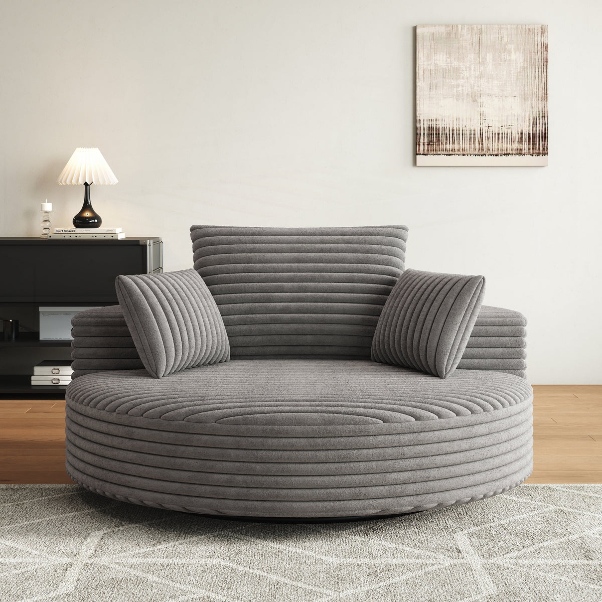Einzelsessel aus Kord-Chenille-Schaumstoff, drehbar