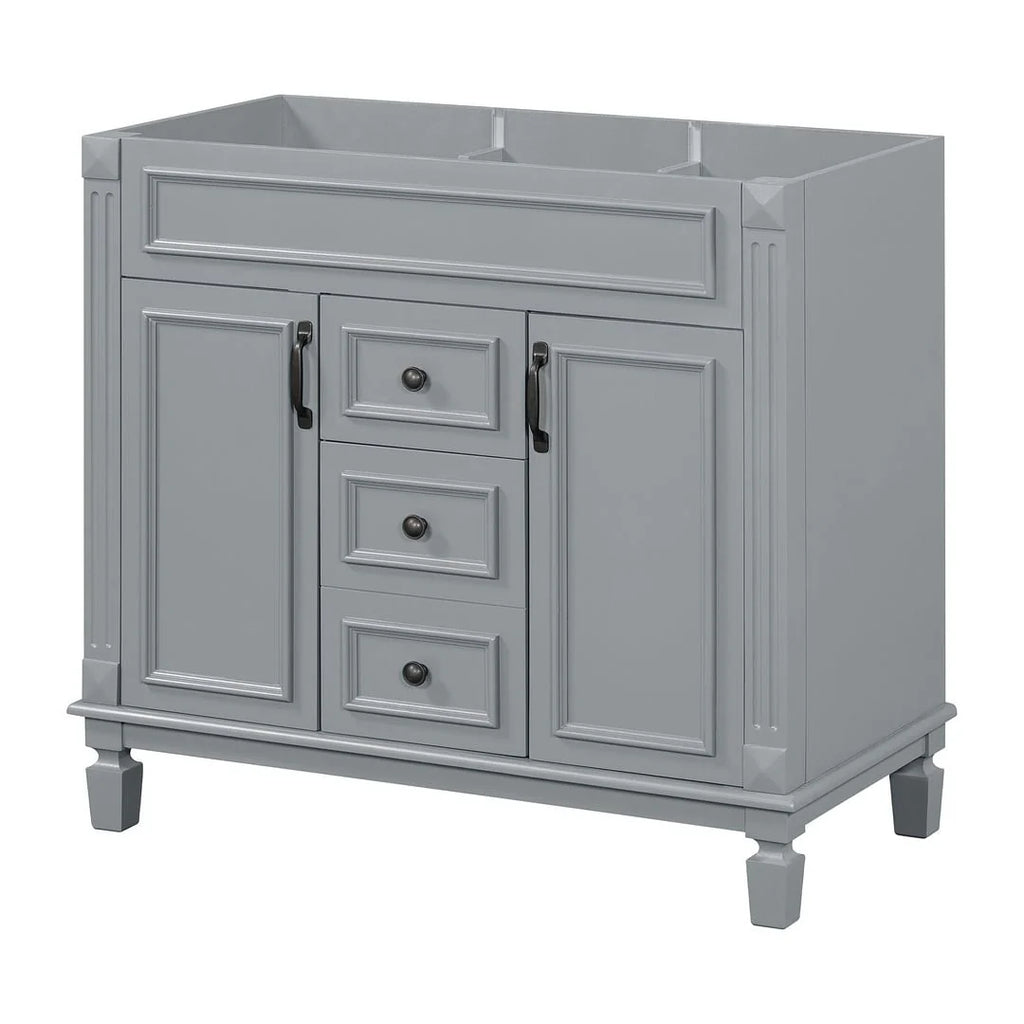 Moderner 36'' Badschrank mit Aufsatzwaschbecken und Spiegelschrank, 2 Türen und 2 Schubladen