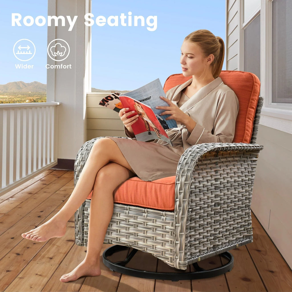 OVIOS 9-teiliges Gartenmöbel-Set aus Korbsessel und Feuertisch