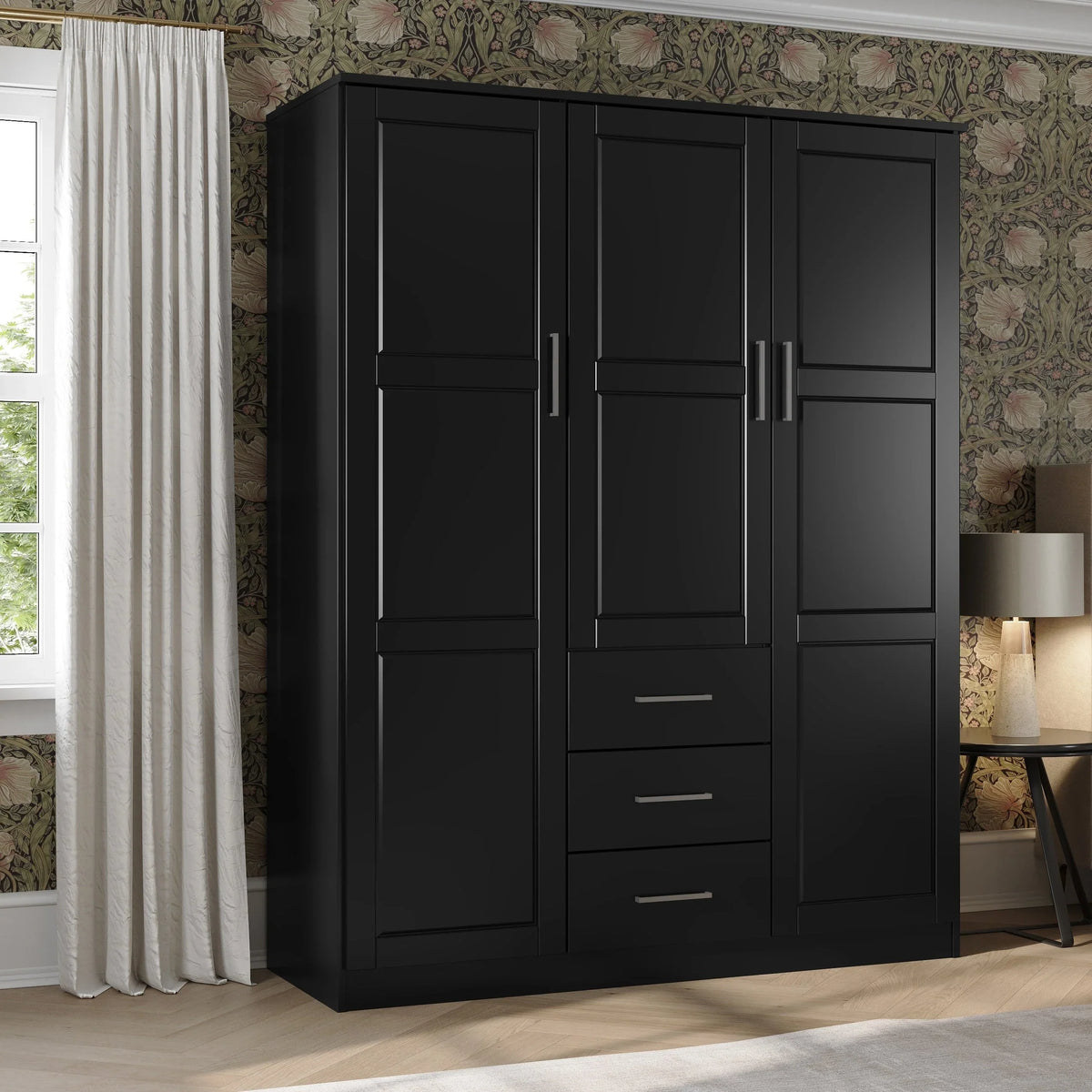 Palace Imports 100% Massivholz Cosmo Kleiderschrank mit 3 Türen mit Massivholz- oder Spiegeltüren
