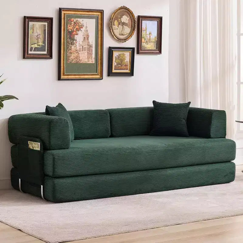 5-in-1 Schlafsofa, 78.8 Modulares Cord-Schlafsofa mit stabilem Rahmen, Multifunktions-Futon für kleine Räume, Wohnzimmer und Gästezimmer