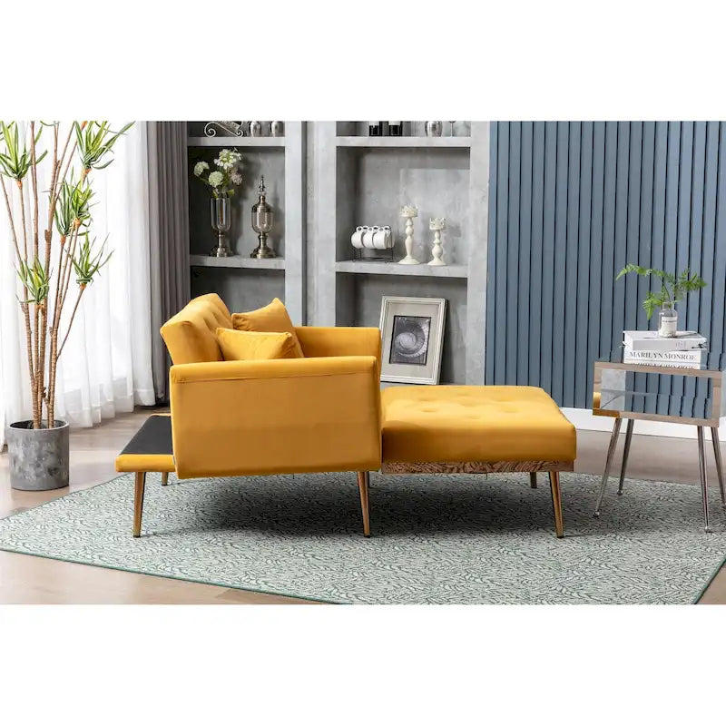 Samtgepolsterter getufteter Schlafsofasessel für das Wohnzimmer mit roségoldenen Füßen