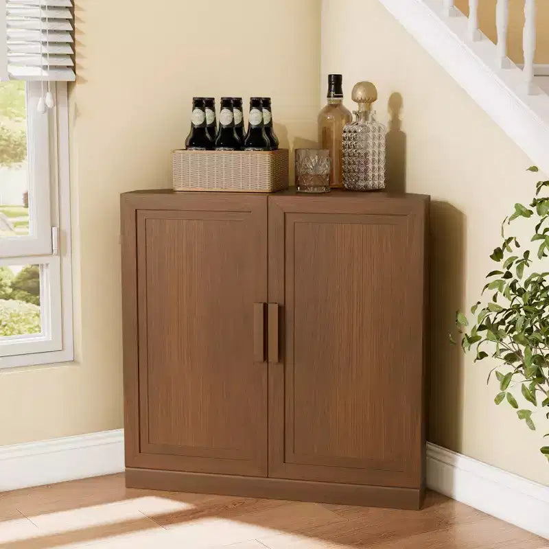 Dovelina Eckschrank mit verstellbaren Einlegeböden, Anrichte, Buffet, Weinschrank, Küchen- und Esszimmerschrank mit Holztüren – 31H x 31W, 36H x 31W