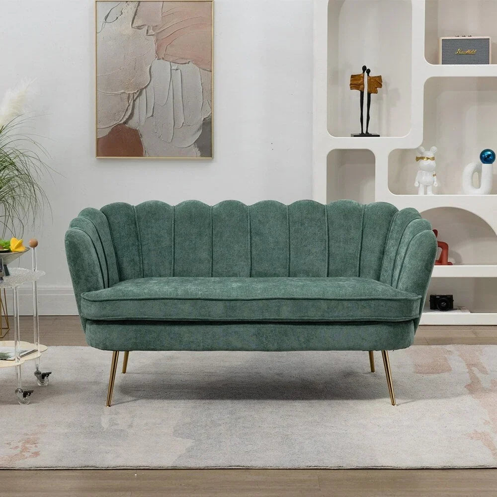 Kleines Mini-Zimmer-Sofa Zweisitzer mit Goldmetallfüßen - 2 Sitzer