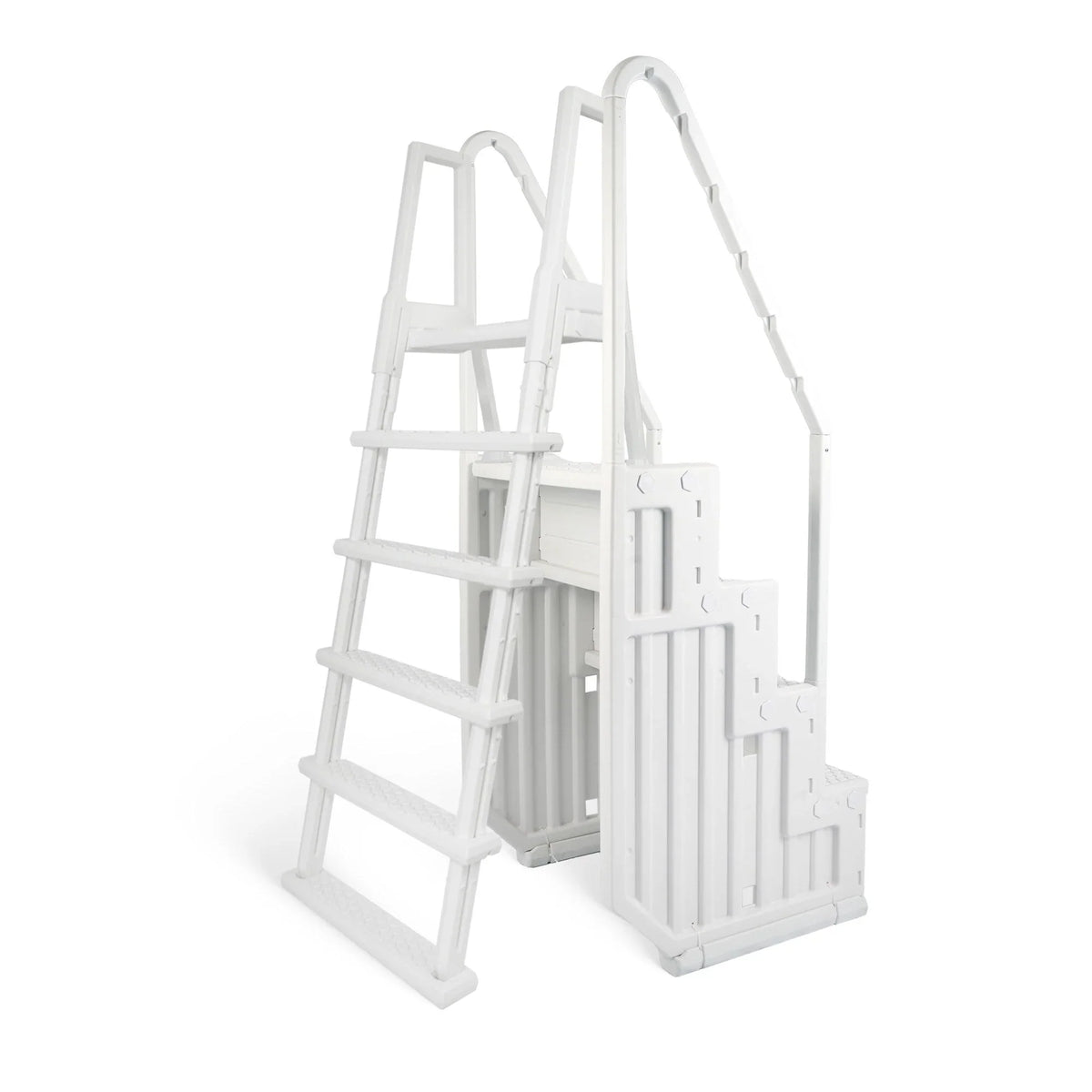 Blue Wave Easy Pooltreppe mit Außenleiter für Aufstellpools – 82,55 cm B x 142,24 cm T x 205,74 cm H