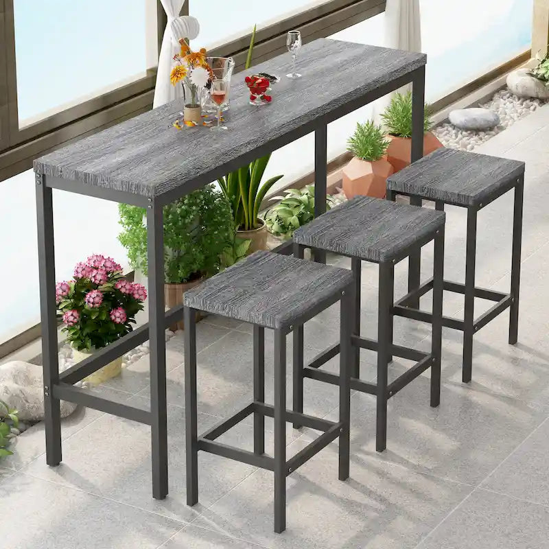 Stehtisch-Set mit 3 Hockern