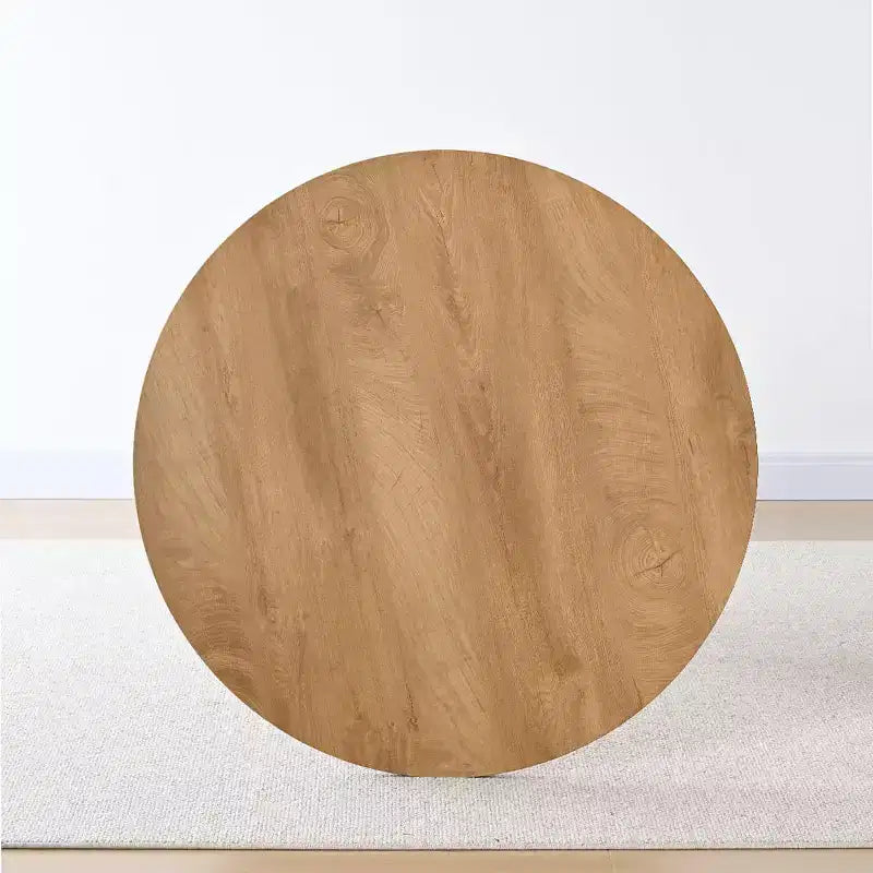 Moderner runder Esstisch mit Säulenfuß und Holzmaserung, kleiner Küchentisch, Couchtisch für Wohnung, Esszimmer & Wohnbereich-Panipeachy