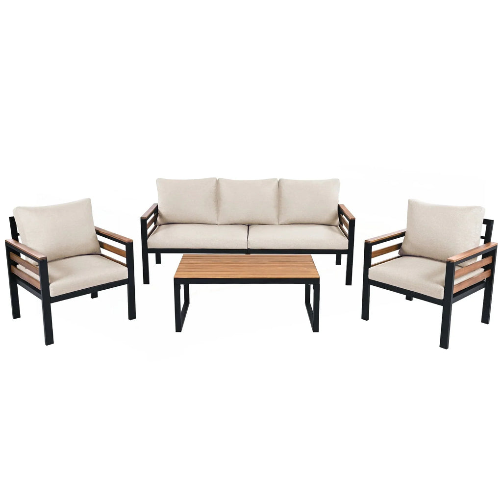 4-teiliges Outdoor-Gartenmöbel-Set mit Sofa