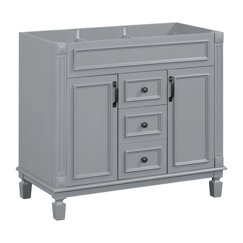 Moderner 36'' Badschrank mit Aufsatzwaschbecken und Spiegelschrank, 2 Türen und 2 Schubladen