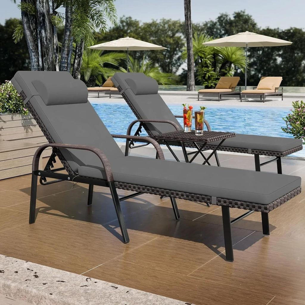 Kullavik 3-teiliges Outdoor-Liegen-Set