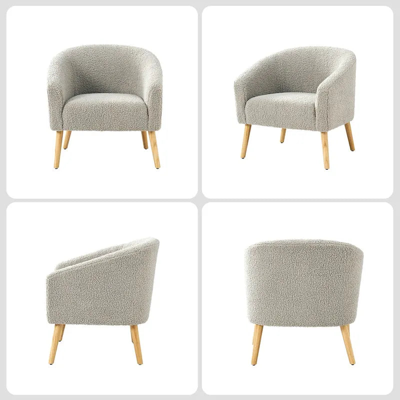 Sheila Moderner 30 W Bouclé-Sessel mit Massivholzbeinen, 2er-Set von HULALA HOME