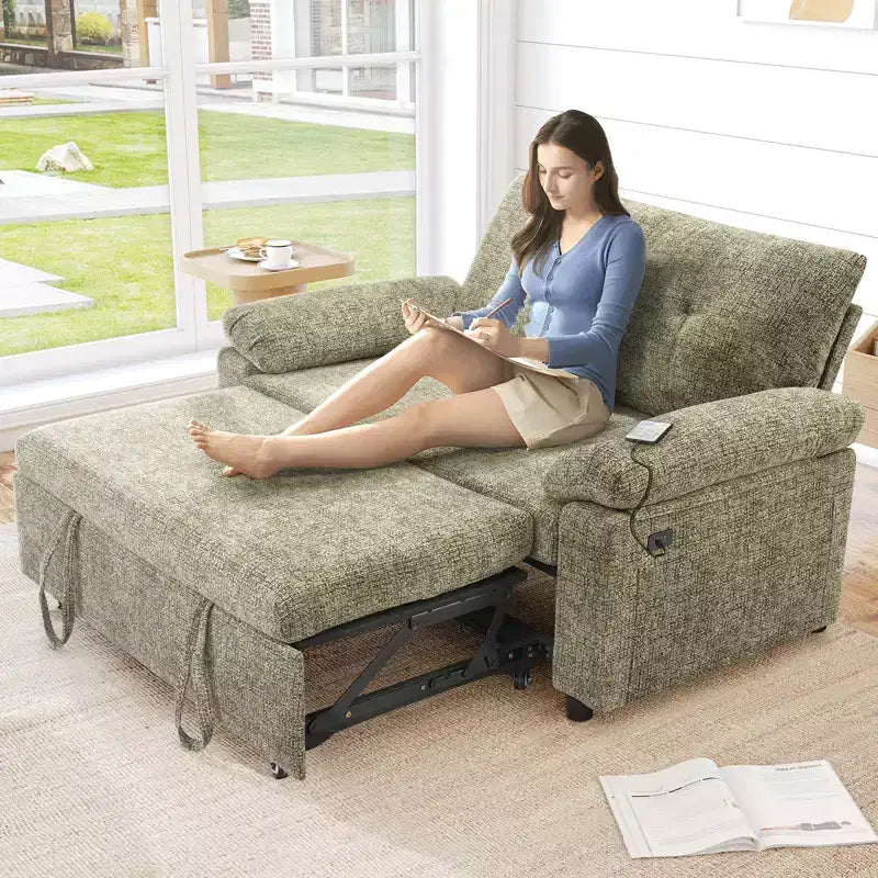 Dyonery 3-in-1 Schlafsofa, Ausziehbares Schlafsofa mit verstellbarer Rückenlehne