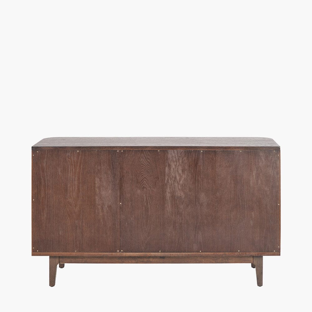 Dunkelbraunes geripptes Eichen-Sideboard mit 3 Türen