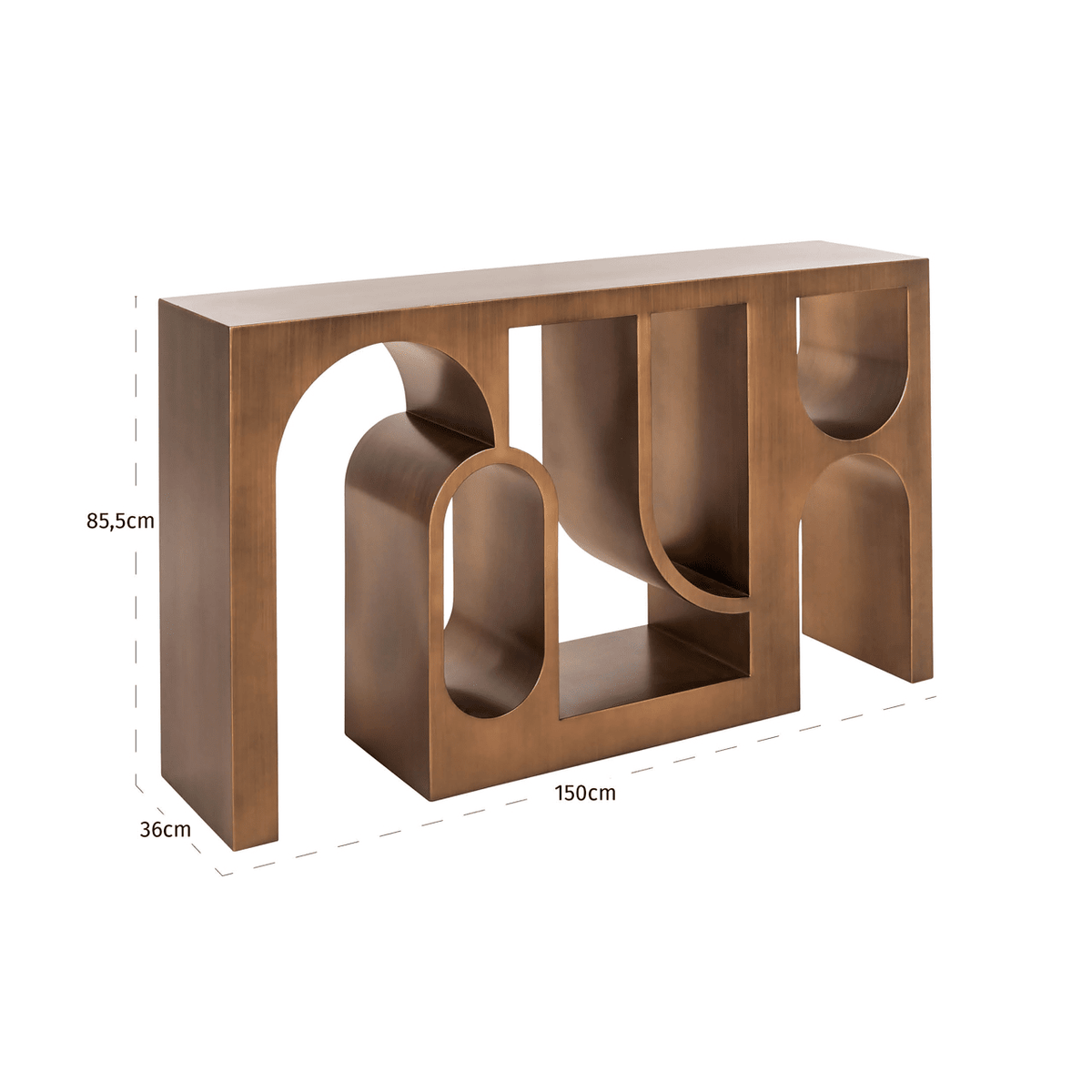 Konsolentisch mit geometrischem Design in gebürstetem Gold