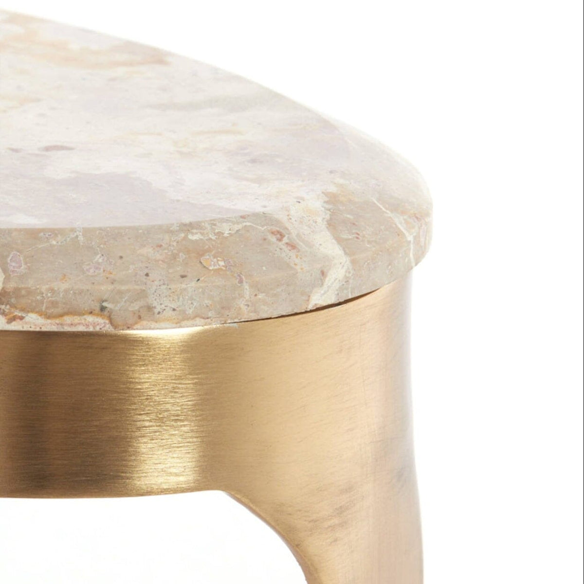 Antiker Couchtisch aus Bronze in abstrakter Form mit taupefarbener Marmorplatte
