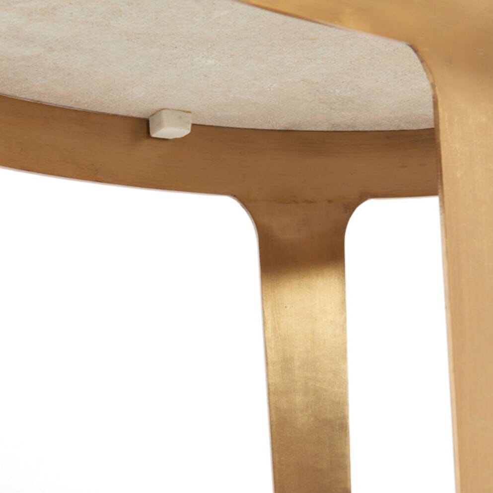 Antike Konsolentisch mit abstrakter Form aus Bronze und taupefarbener Marmorplatte