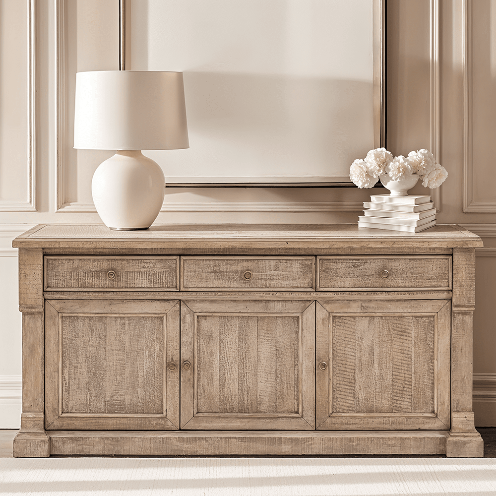3-türiges Sideboard mit 3 Schubladen und Messinggriffen