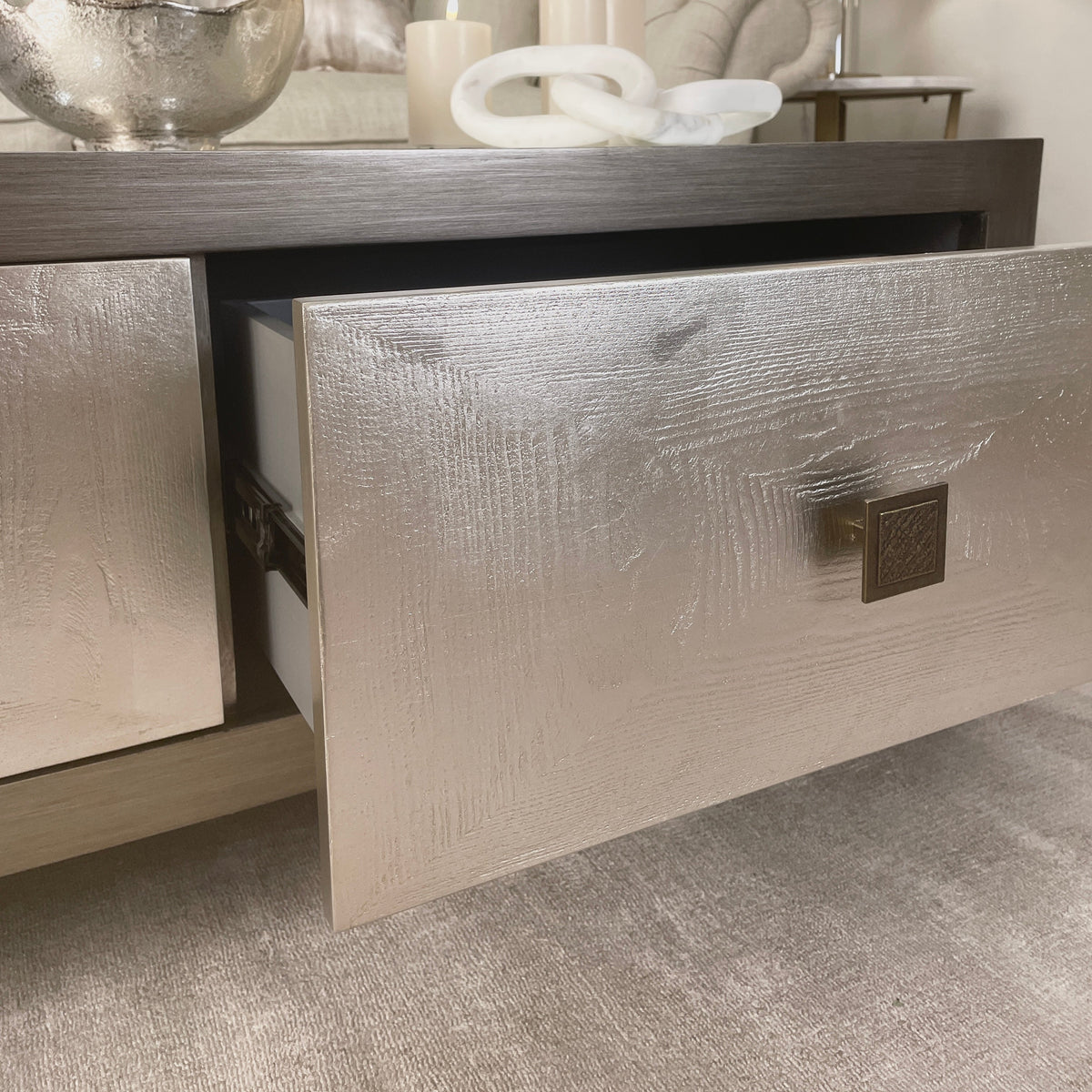 Couchtisch Silber & Bronze mit Spiegelplatte