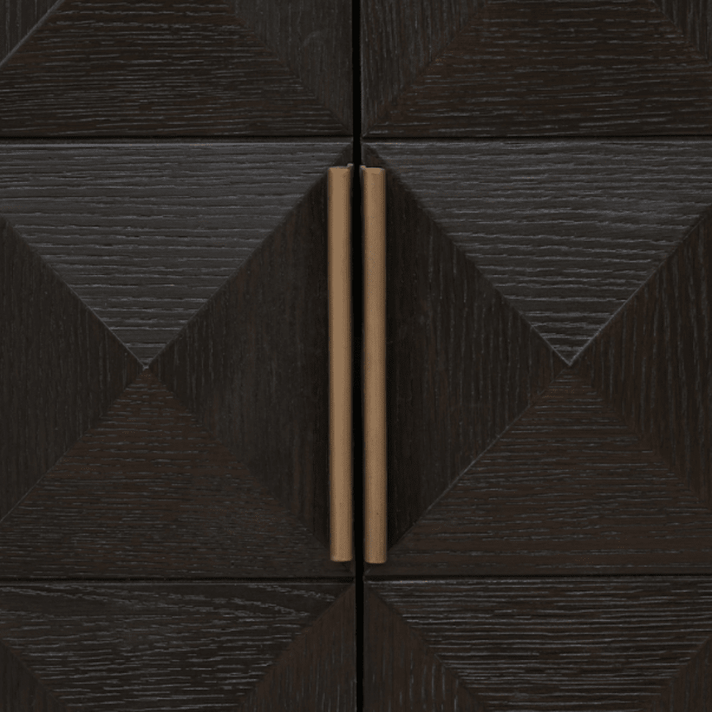 Dunkelbraunes Sideboard mit 4 Türen und Travertinplatte