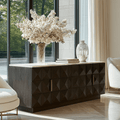 Dunkelbraunes Sideboard mit 4 Türen und Travertinplatte