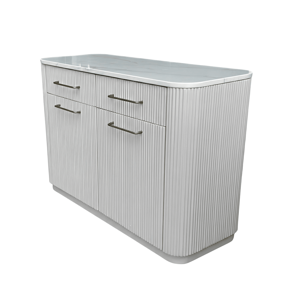 Geripptes Sideboard mit Marmorplatte