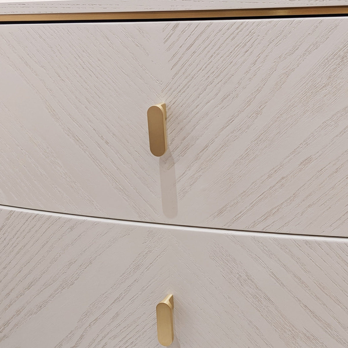 Elfenbein- & Gold-Nachttisch mit 2 Schubladen