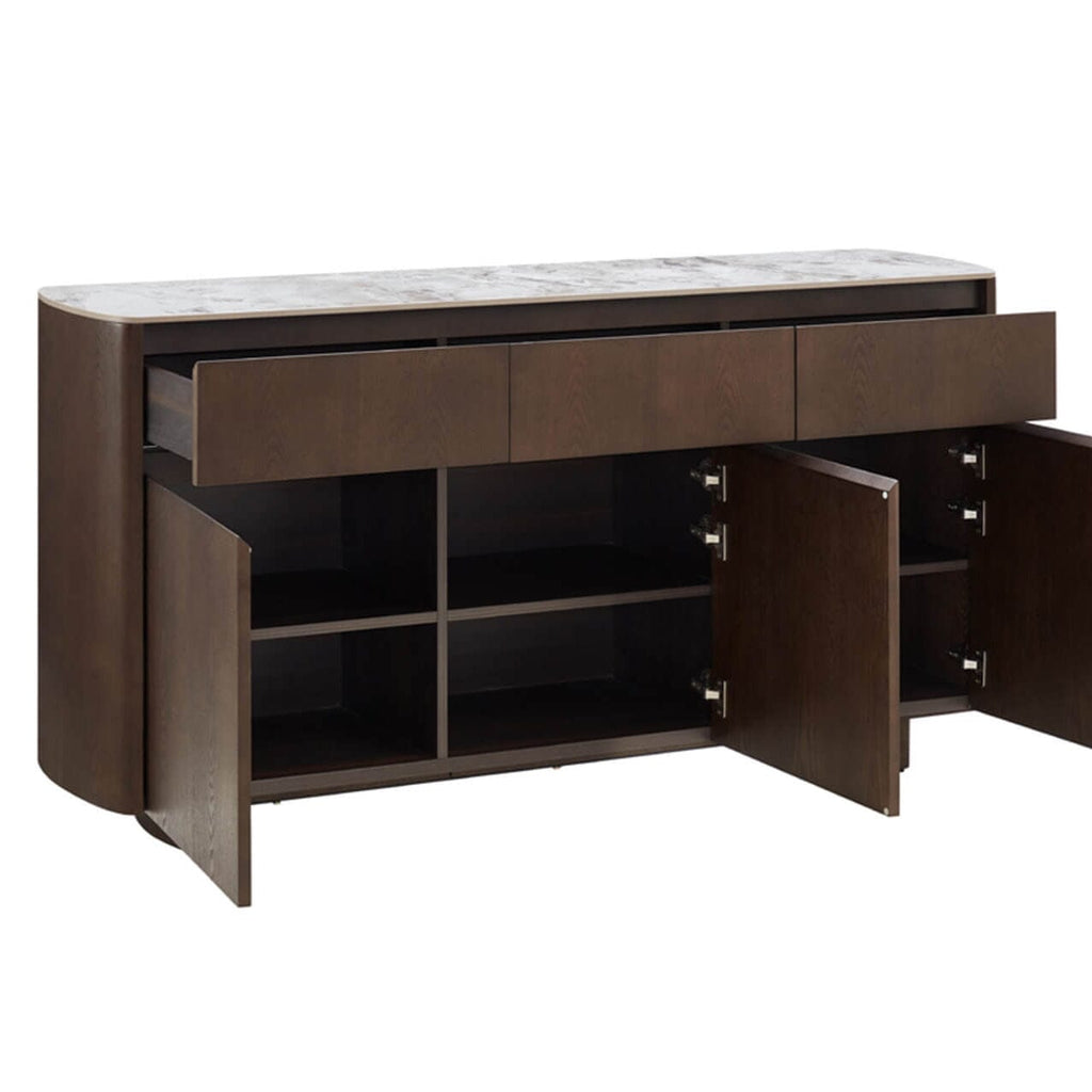 Walnuss-Sideboard mit Steinplatte