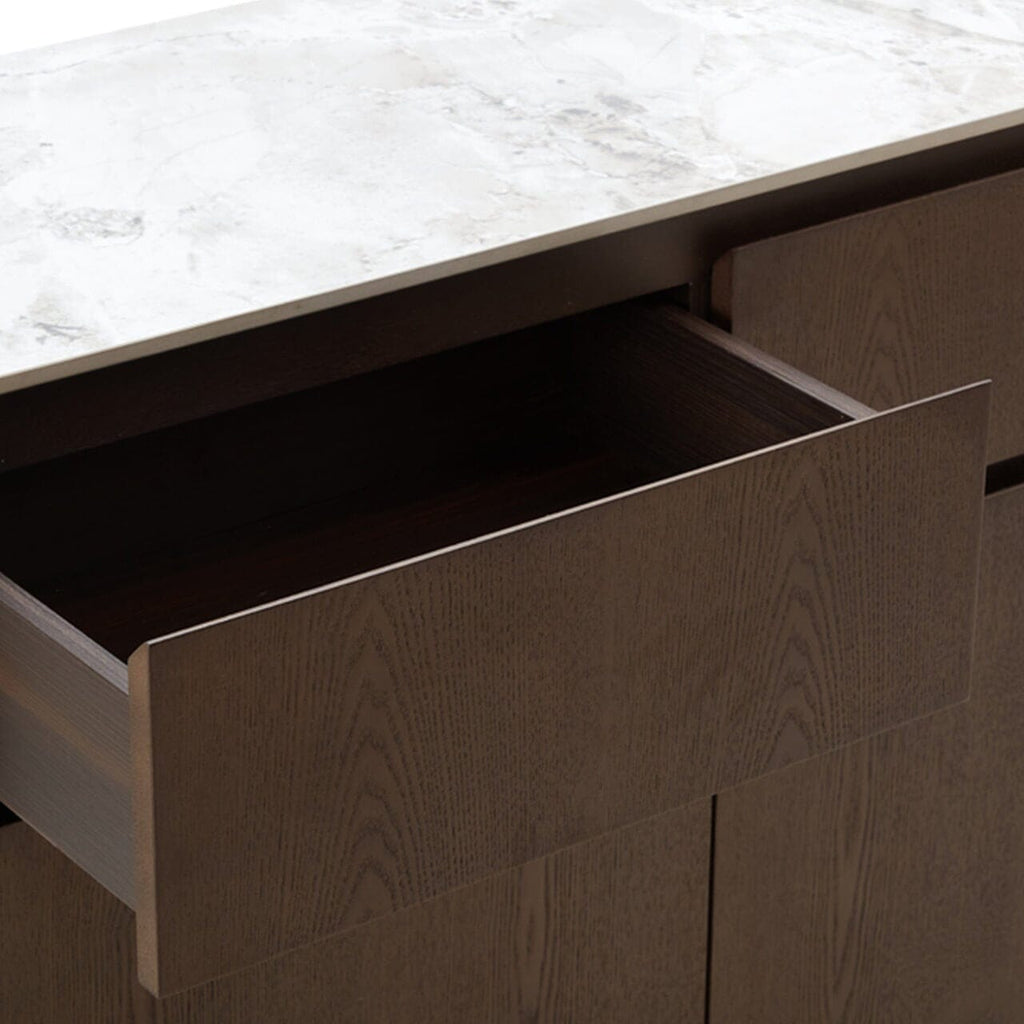 Walnuss-Sideboard mit Steinplatte