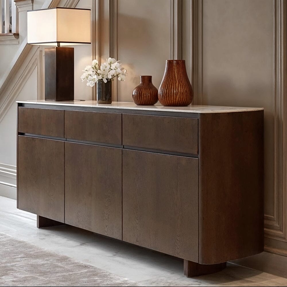 Walnuss-Sideboard mit Steinplatte