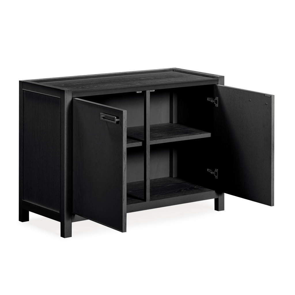 Sideboard aus schwarz gebeiztem Eichenfurnier mit 2 Türen