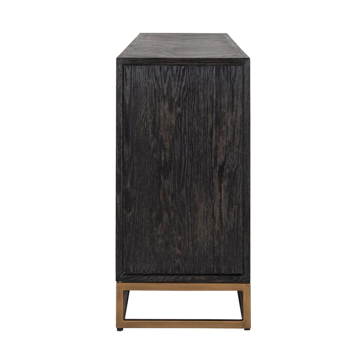 Schwarzes Chevron-Sideboard mit Messinggriffen