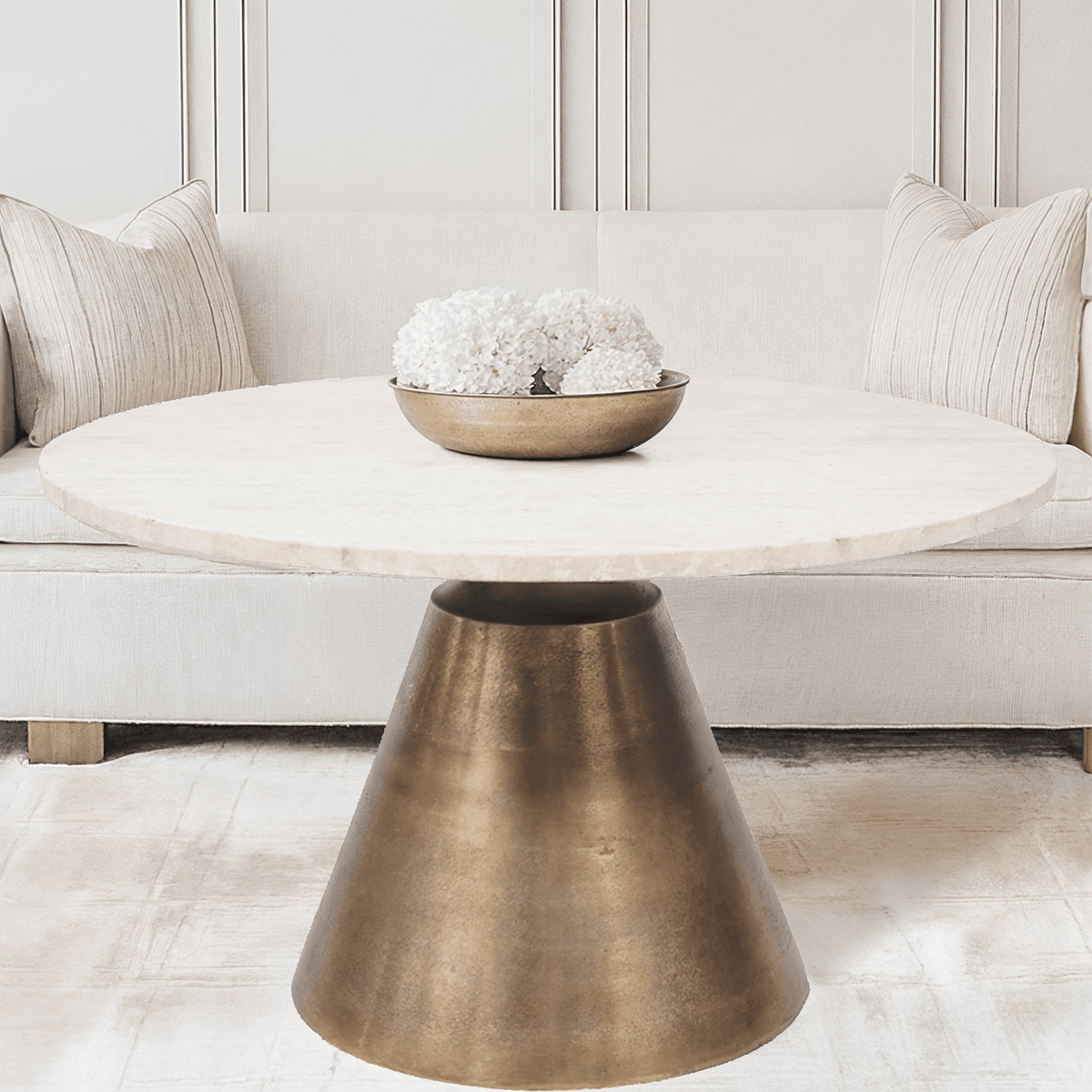 Großer Couchtisch aus Gold und Marmor