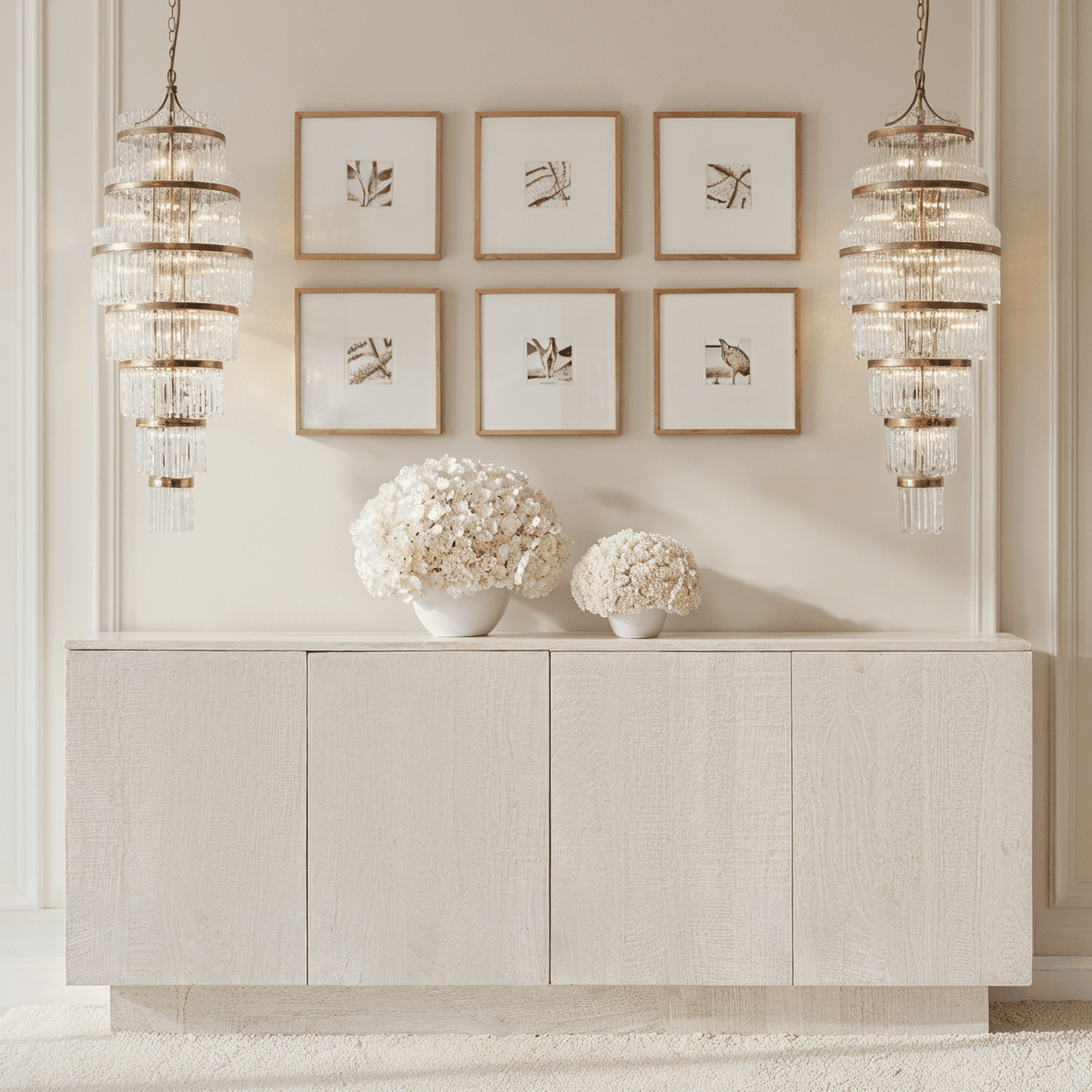 Sideboard mit 4 Türen, gekalkt